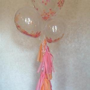 Set Of 3 Clear Balloons Filled W/ Confetti. 1..