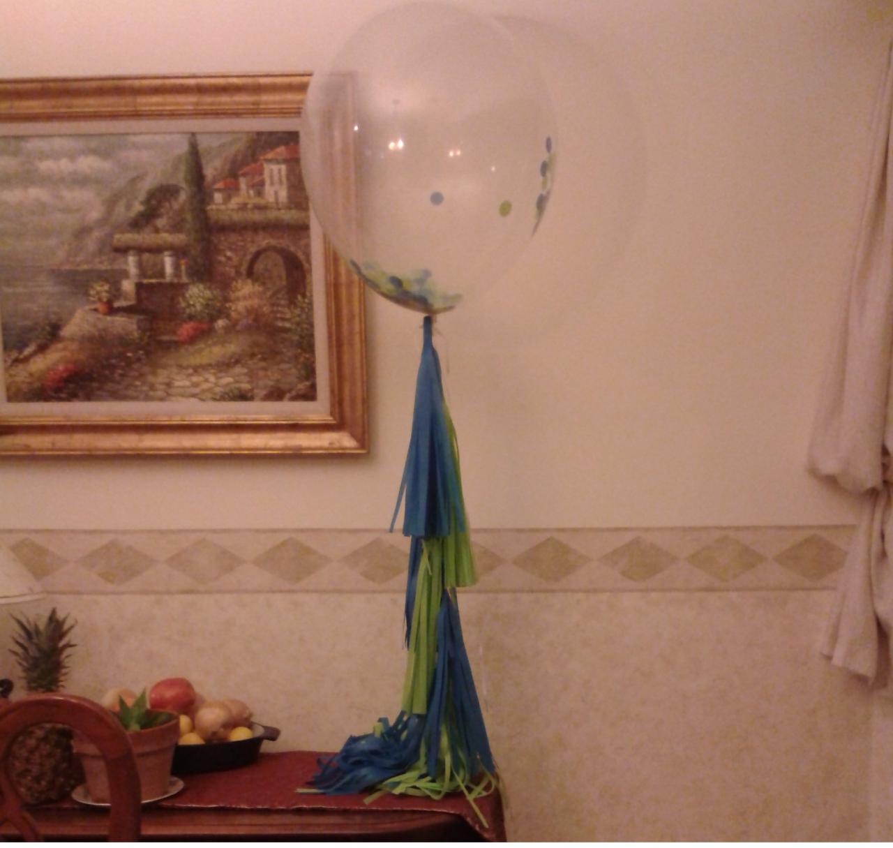 (2)set Of 3 Clear Balloons. 2 Tissue Paper Tassel Garland.