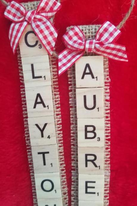One Custom Scrabble Ornaments. Wooden tile name ornaments. scrabble ornament, personalized ornament, teacher gift, Christmas tree 